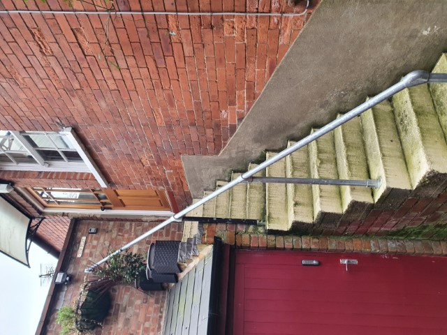 Up the steps